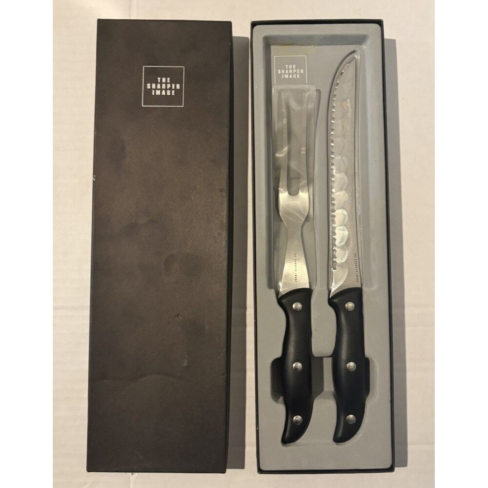 Sharper Image Micro Edge Fork & Knife 2 Piece Carving Set in Box New